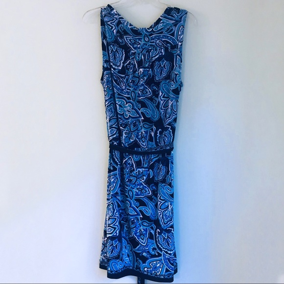 INC Blue Paisley Cowl Neck Sleeveless Dress - Picture 6 of 8